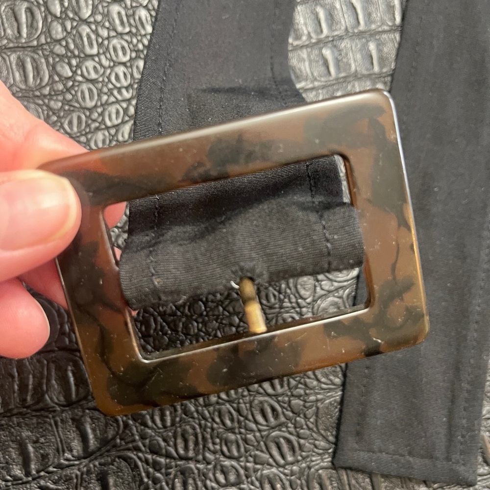 Black Fabric with Brown Plastic Belt Buckle -